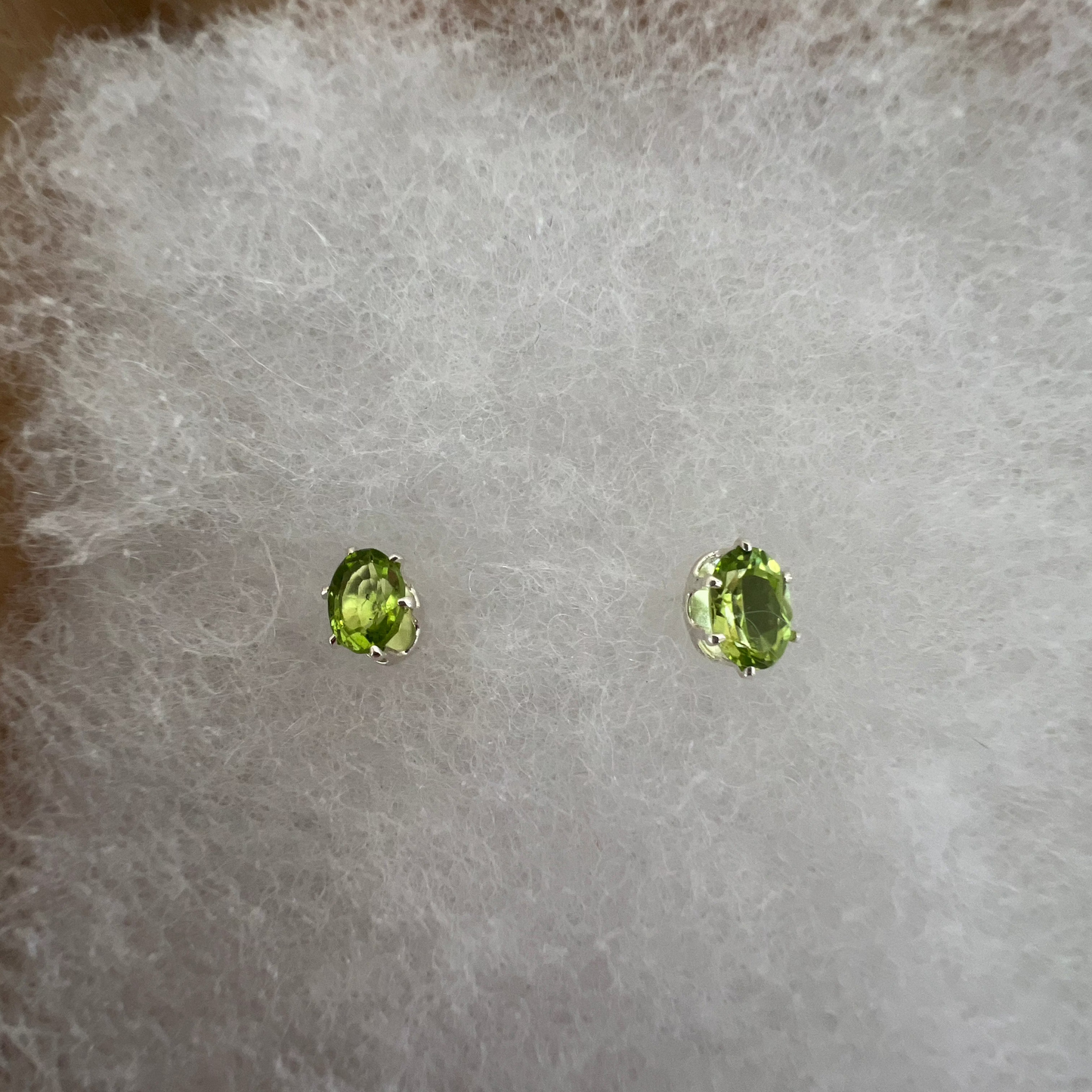 Natural Peridot sterling silver stud earrings