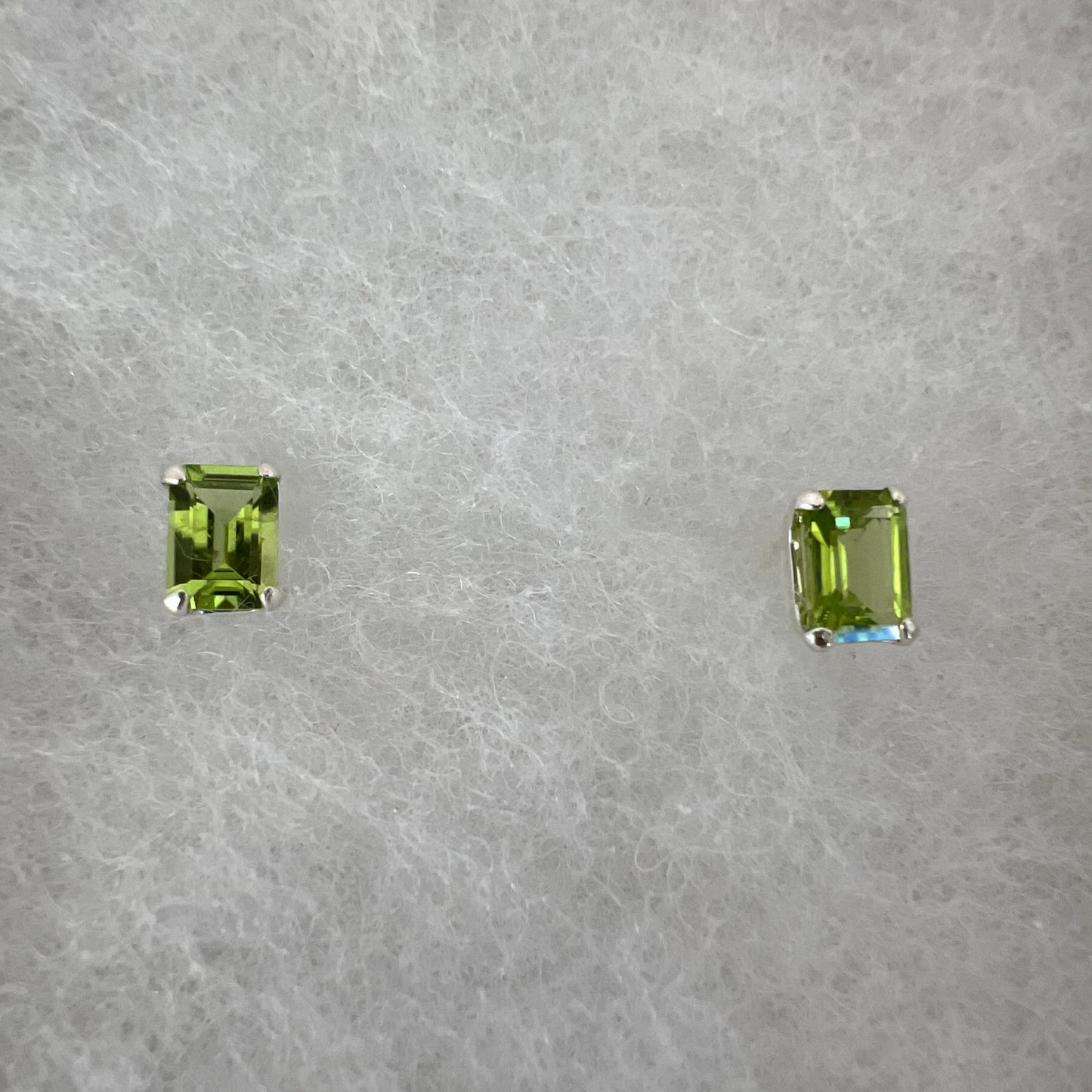 Natural Peridot sterling silver stud earrings