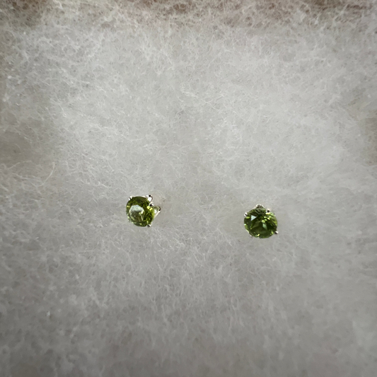 Natural Peridot sterling silver stud earrings