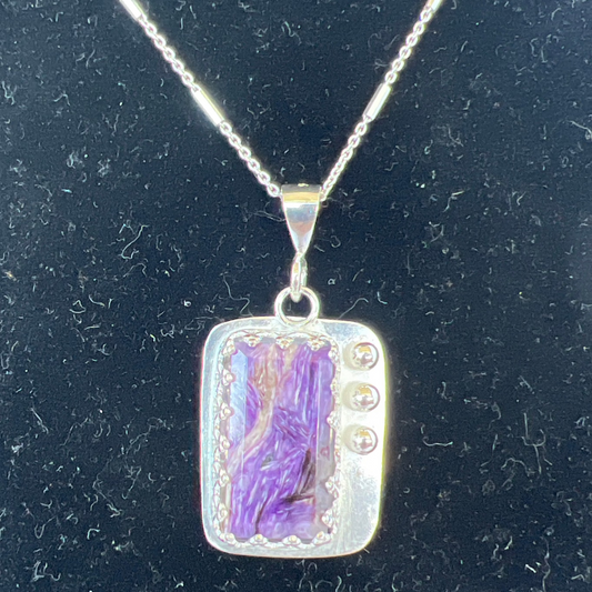 Russian Charoite rectangle Pendant